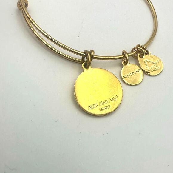 Alex + Ani JOY TO THE WORLD Gold Green Bracelet Bangle Charm Casual - Picture 5 of 6